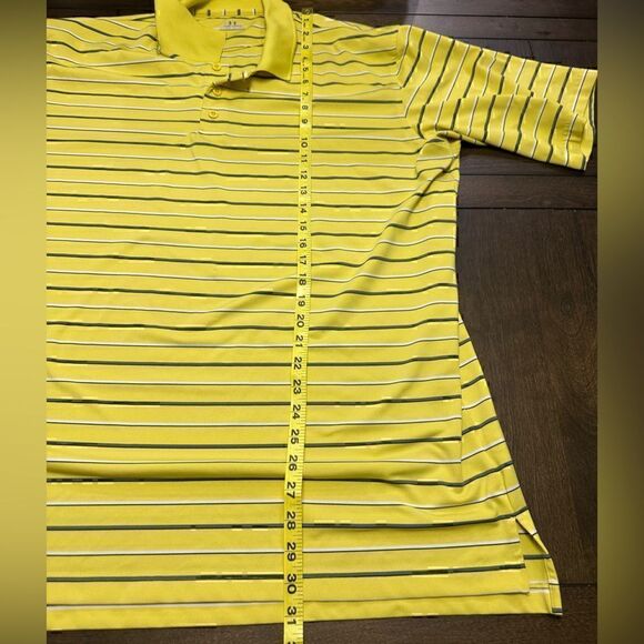 Under Armour Mens XL Yellow/Gray Striped Short Sleeve Polo - Picture 7 of 7